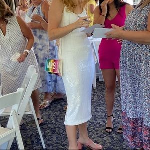 NBD white midi sequin dress